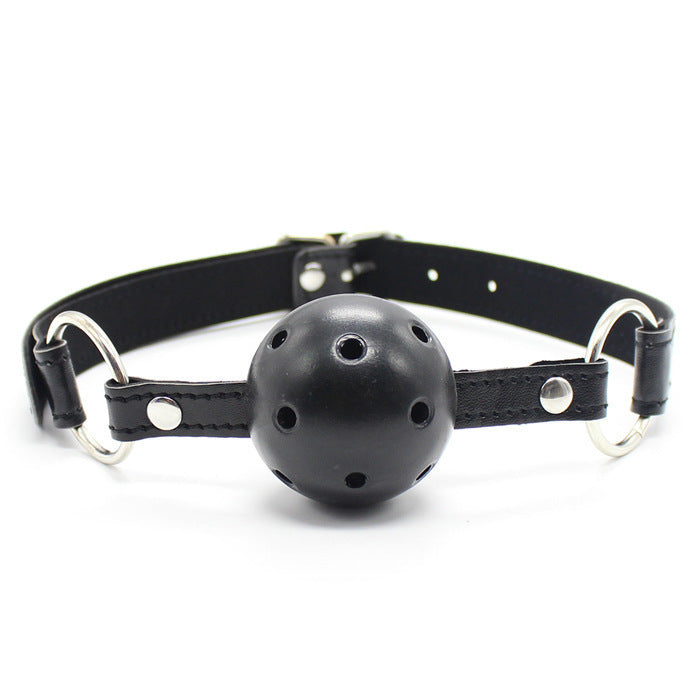 Leather Mouth Collar Extension Plug Ball - Adult Wellness and BDSM Accessory