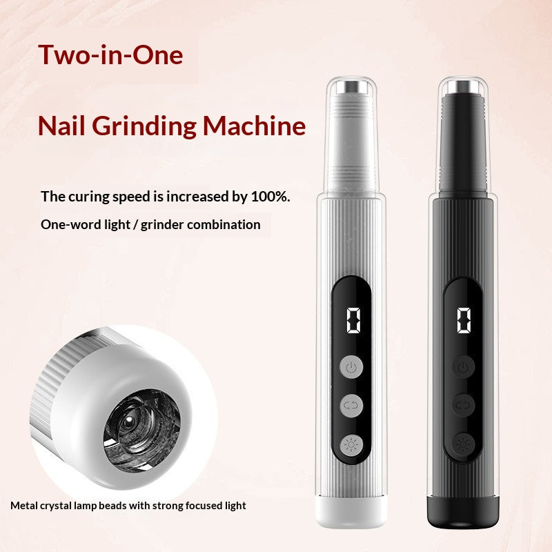 Rechargeable 2-in-1 Electric Nail Grinder with LED Light - Manicure & Pedicure Tool