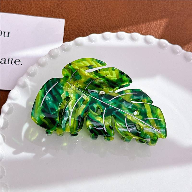 Colorful Acetate Leaf Barrettes - 9.3cm Hair Clips