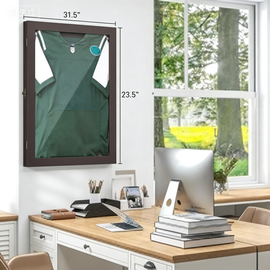 UV-Resistant Sports Jersey Display Case - Brown Frame