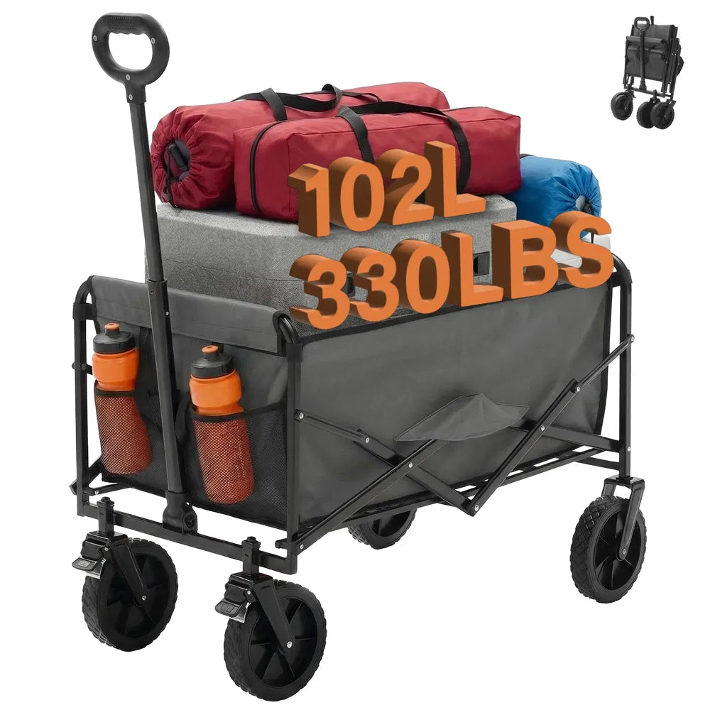 Heavy-Duty Foldable Trolley with 330 lbs Capacity - Red