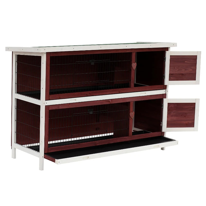 Large 2-Story Rabbit Hutch Pet Cage with Lockable Doors and Removable Trays