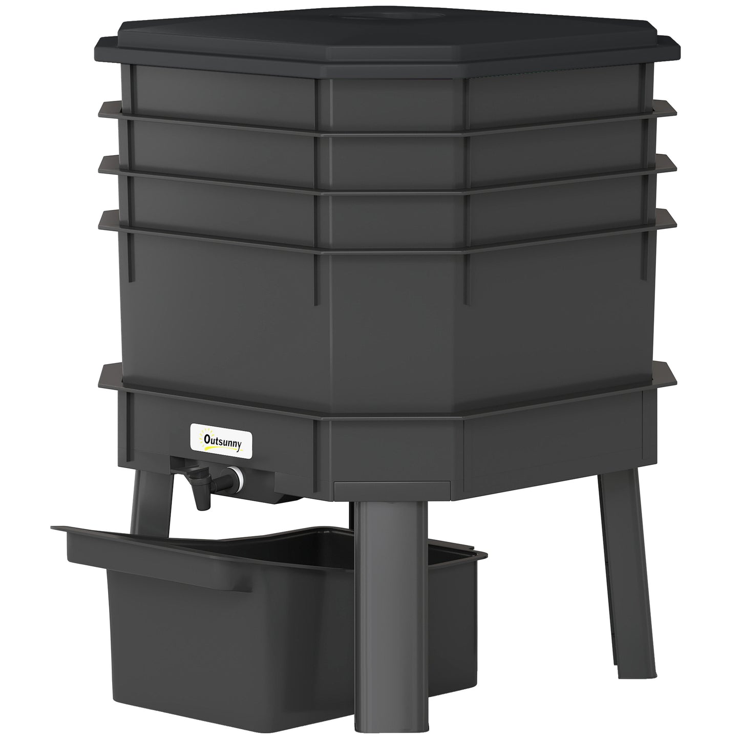 4-Tray Worm Composter Bin - 7.4 Gal Indoor & Outdoor Recycling Garden Tool