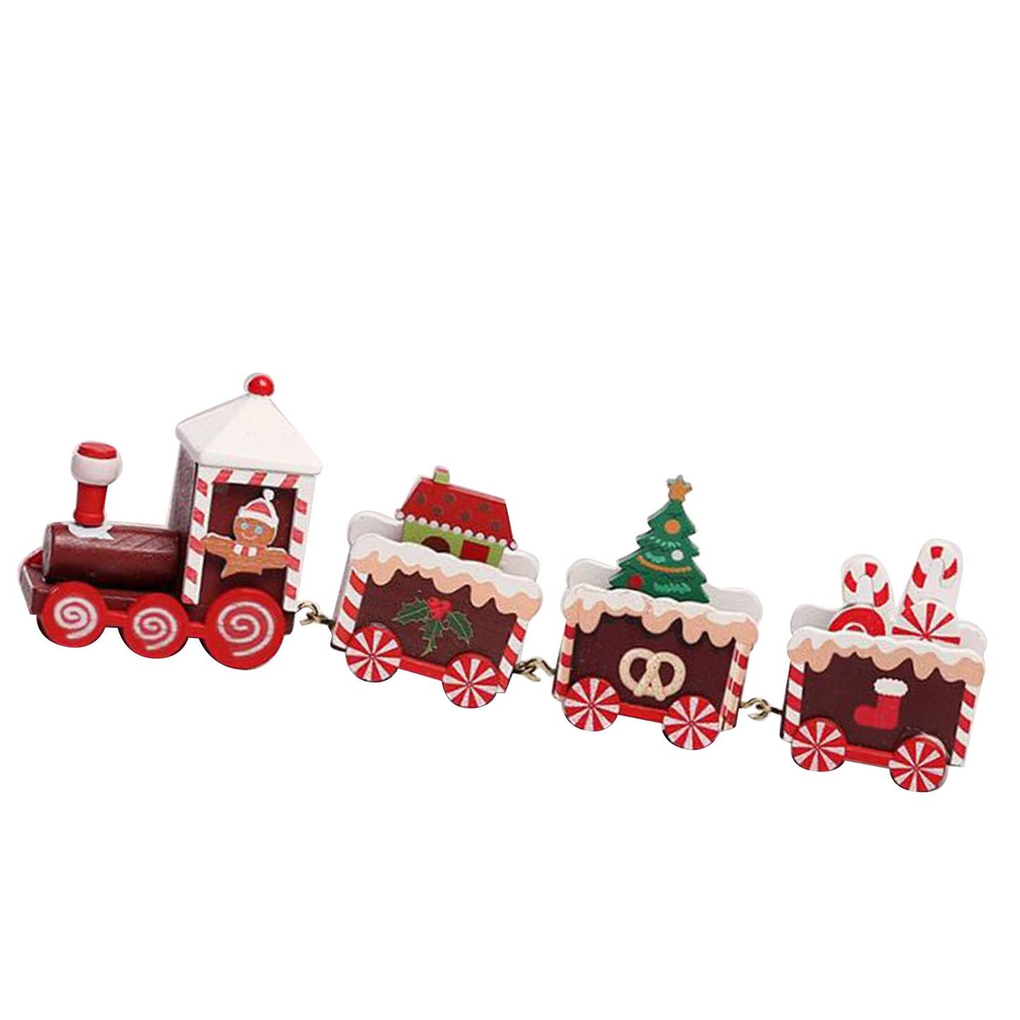 Festive Wooden Xmas Train Ornament for Holiday Decor