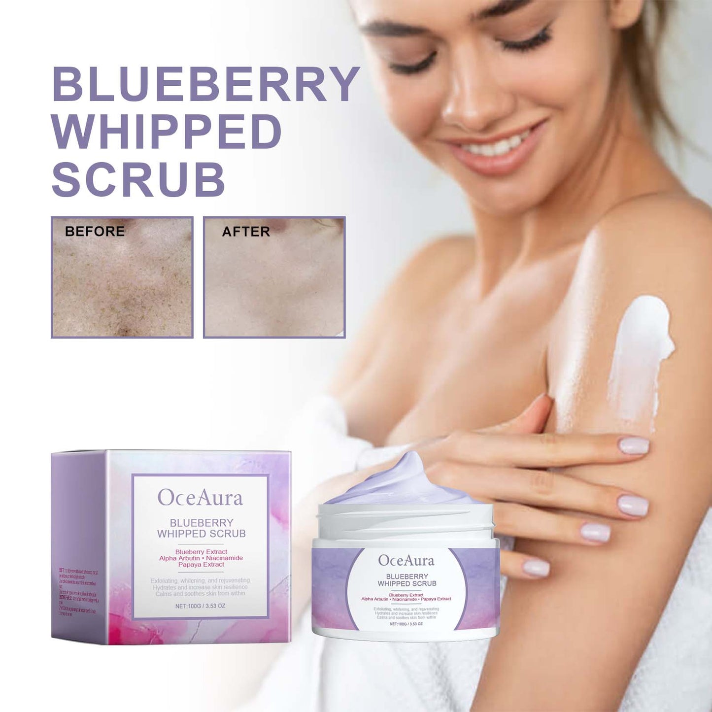 Blueberry Whipped Body Scrub - Exfoliating Brightening Skin Treatment