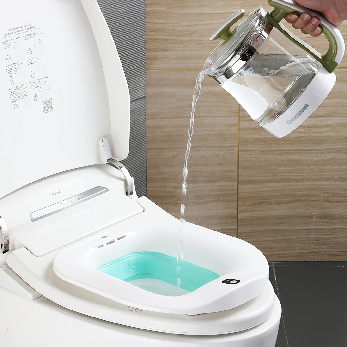 Foldable Postpartum Bidet Basin for Toilet - 1400ML White