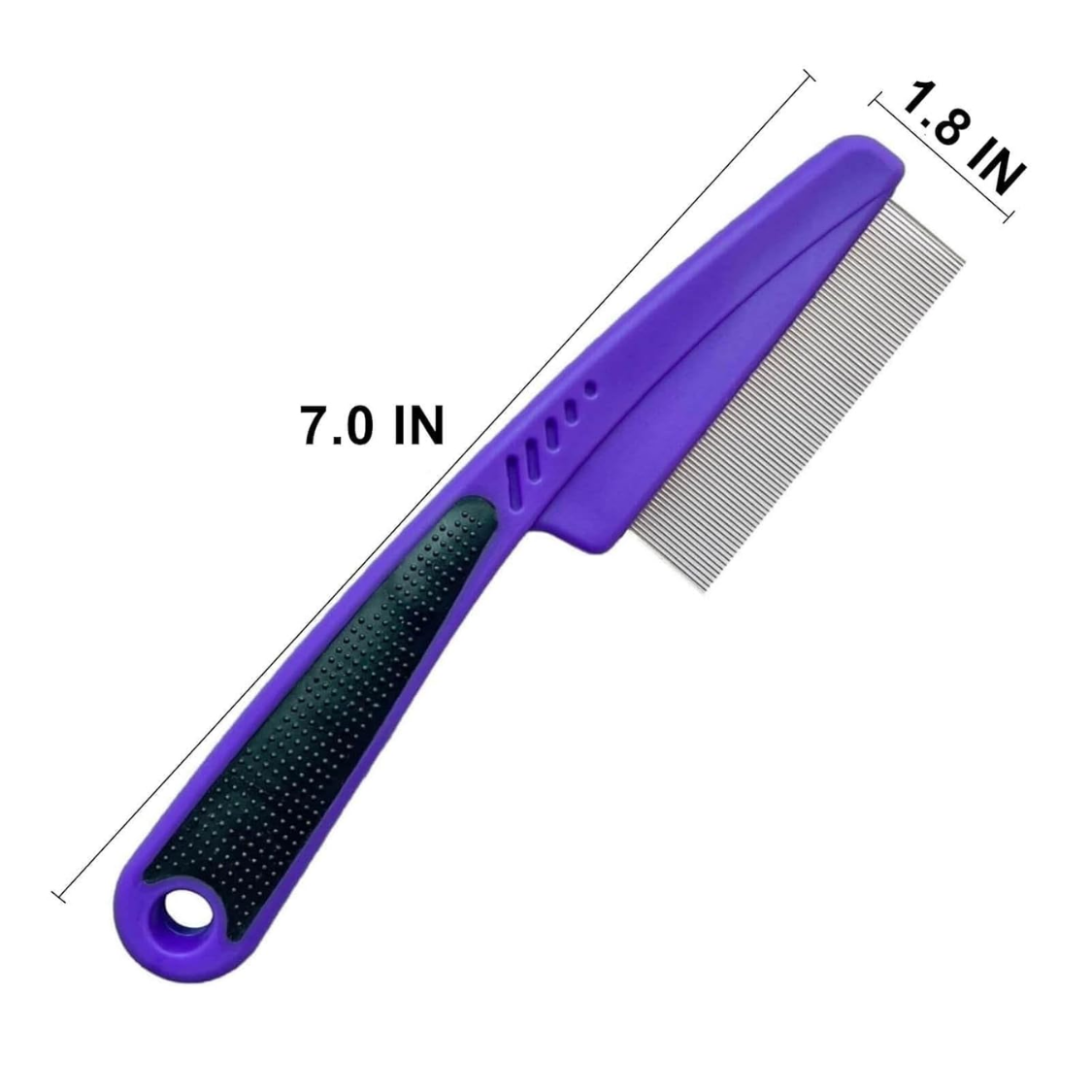 Pet Flea and Tick Comb with Rubber Handle - Fine Tooth Grooming Tool for Dogs & Cats