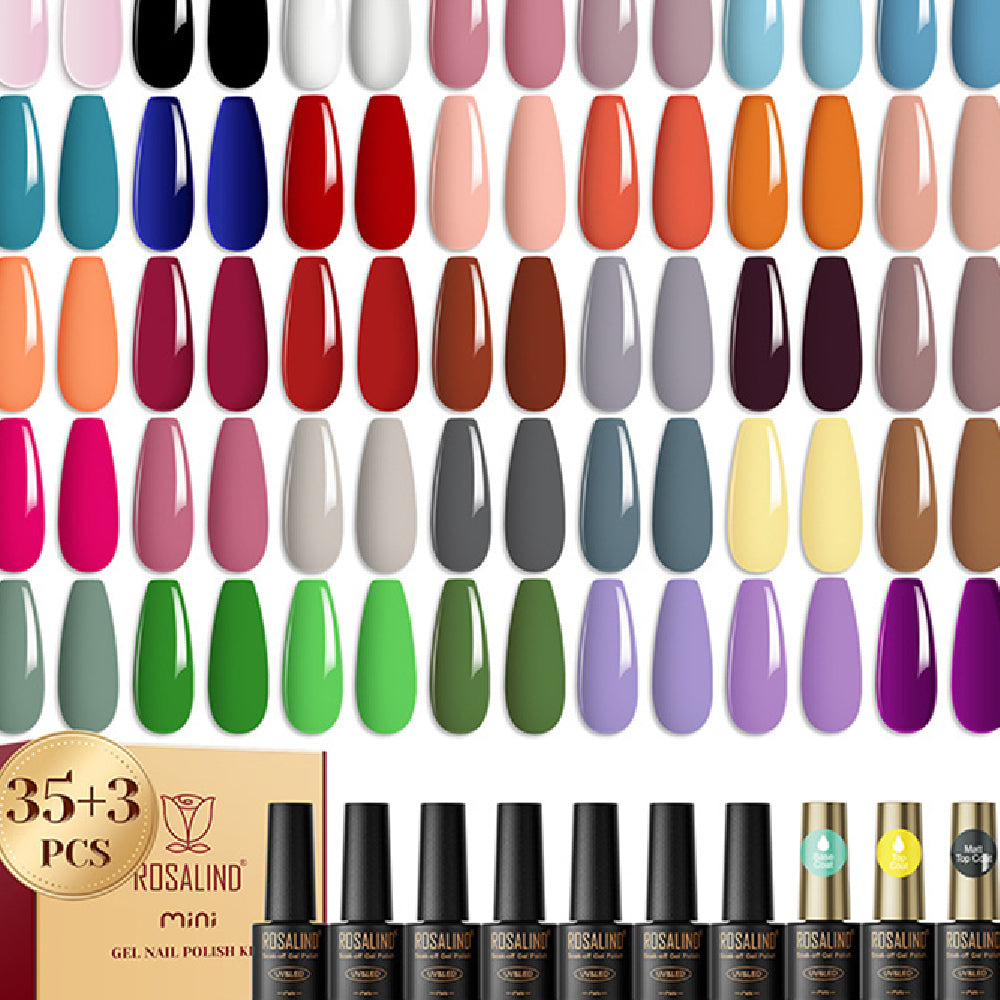 Nail Gel Polish & Color Glue Set - 38 Bottles for Nail Art & Beauty