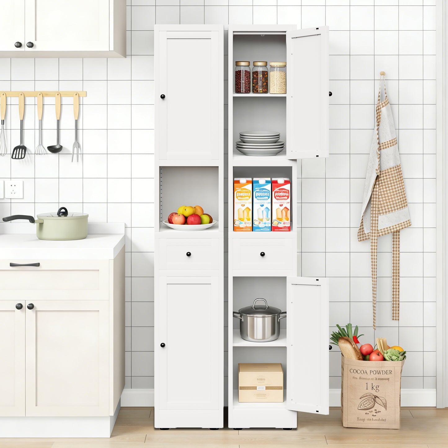 71 Inch Tall Bathroom Storage Cabinet, 5-Tier Narrow Metal Cabinet