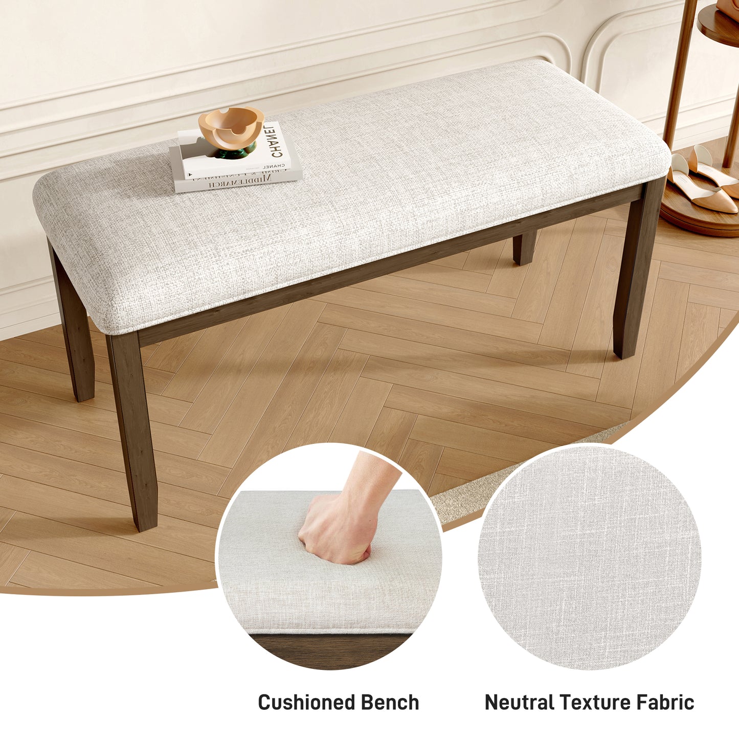 Upholstered Bench For Bedroom End Of Bed,38-inch Entryway Living