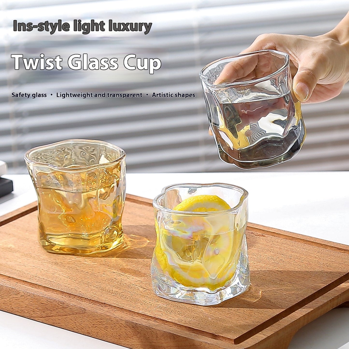 Transparent Twisted Glass Cup Minimalist Drinkware for Home & Kitchen