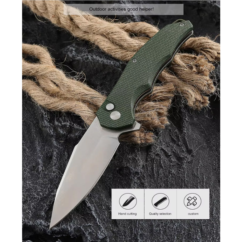 Folding Knife with G10 Handle - 14C28N Steel Outdoor Tool