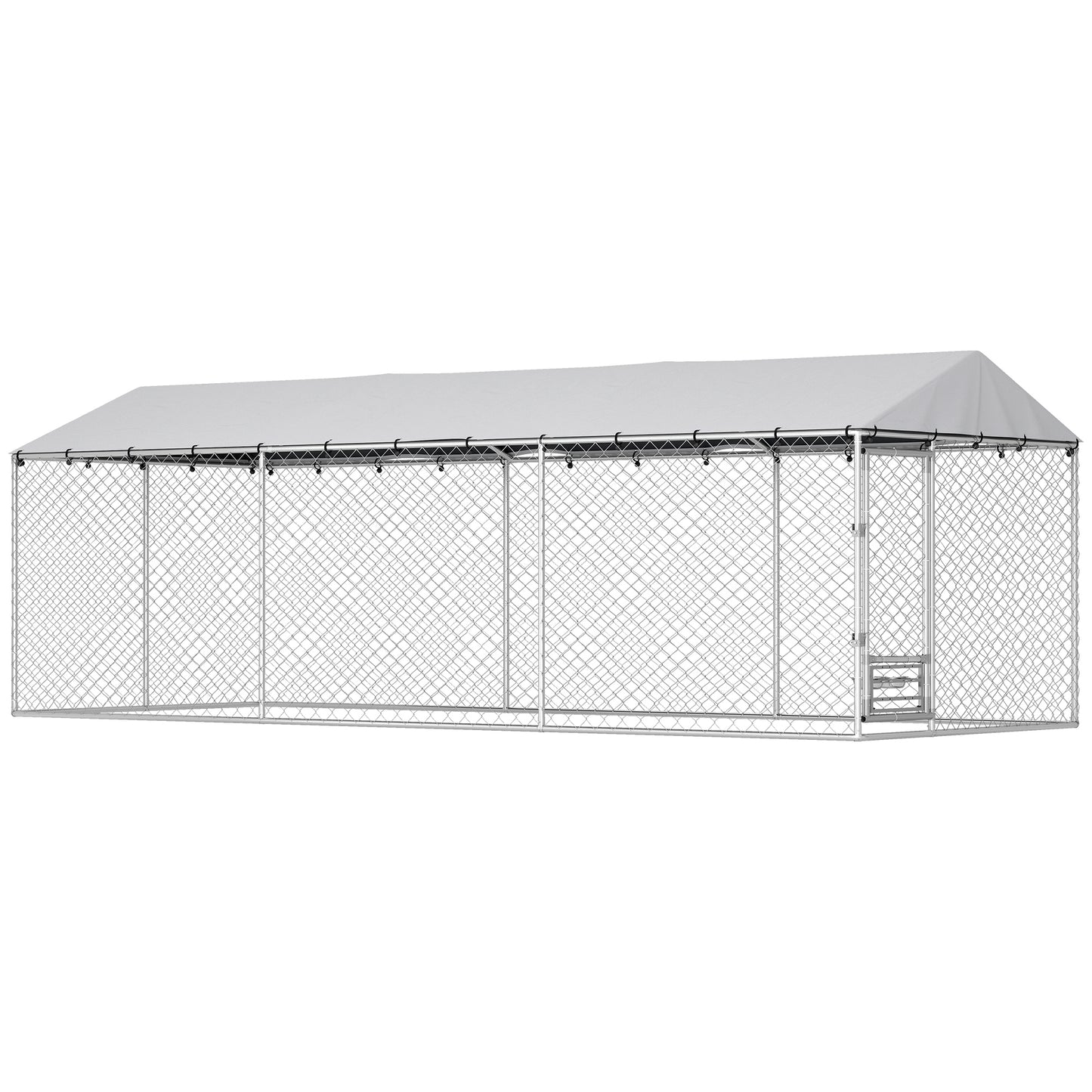 Outdoor Dog Kennel with Waterproof Cover & Lockable Door, 20x7.5x6.5ft
