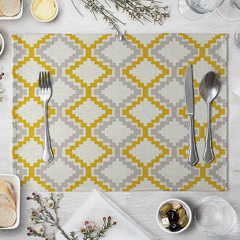 Geometric Pattern Dinner Placemats Set of 4 - Kitchen Table Decor