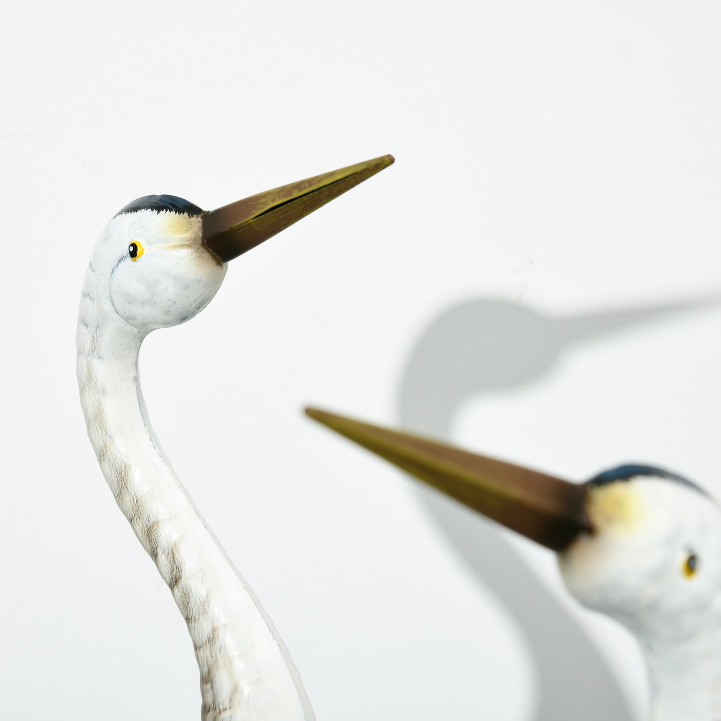 Crane Garden Statues Set - 29" & 28.5" Metal Bird Sculptures - Blue