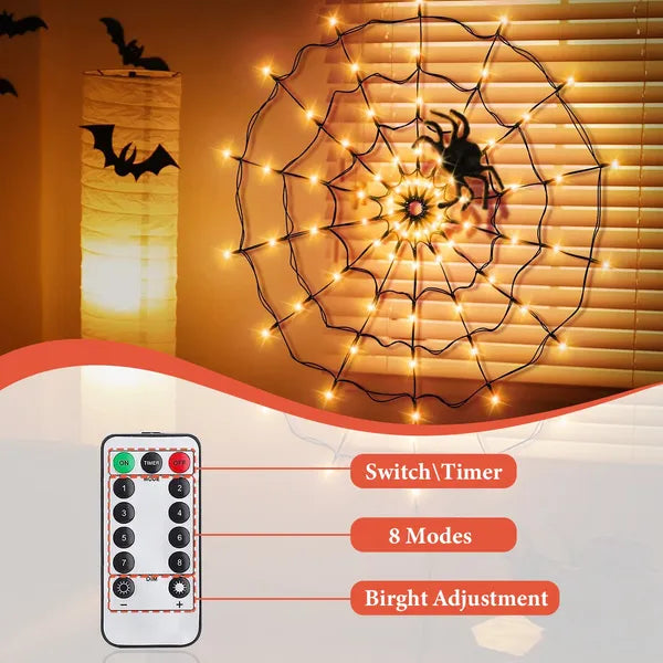 Halloween Spider Web Light with Remote Control - 70 LED, 3.28FT