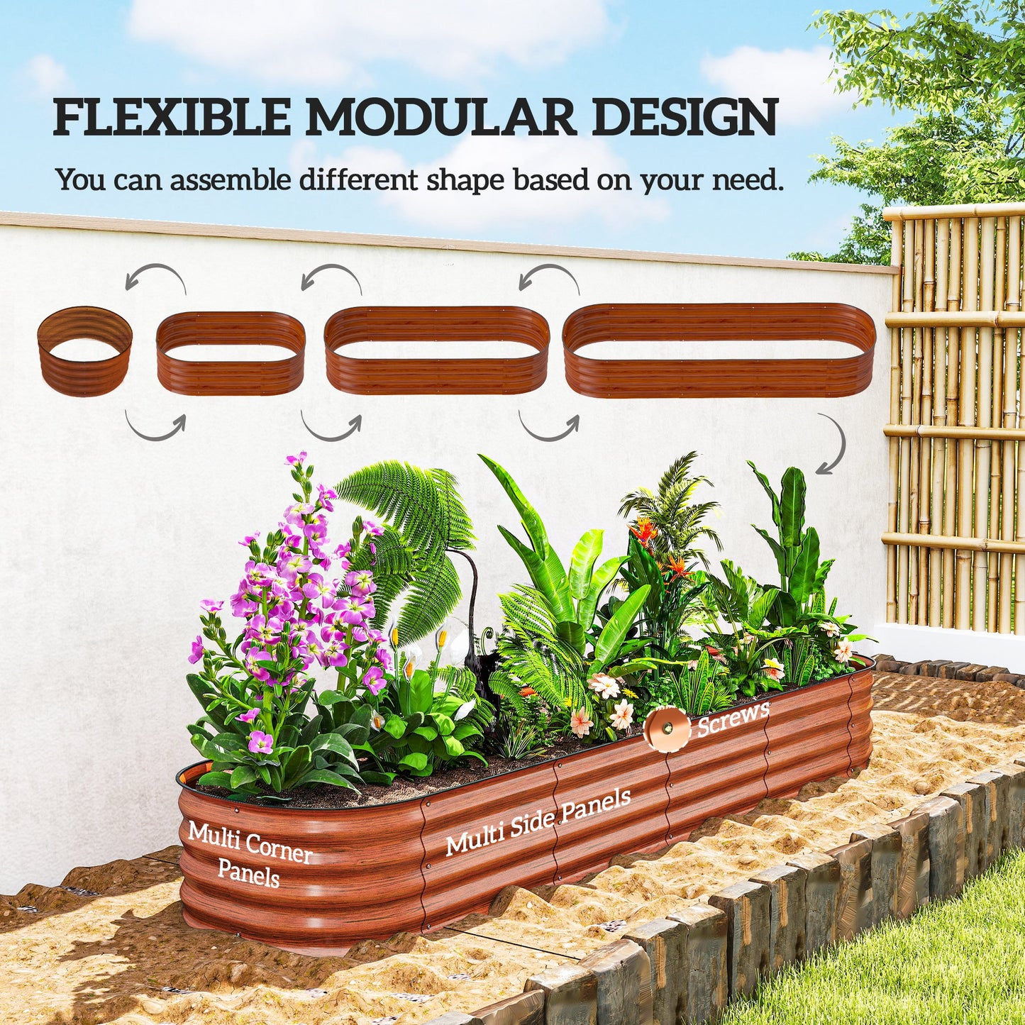 Galvanized Raised Garden Bed Kit Brown 7.9 x 2 x 1 ft | Metal Planter Box