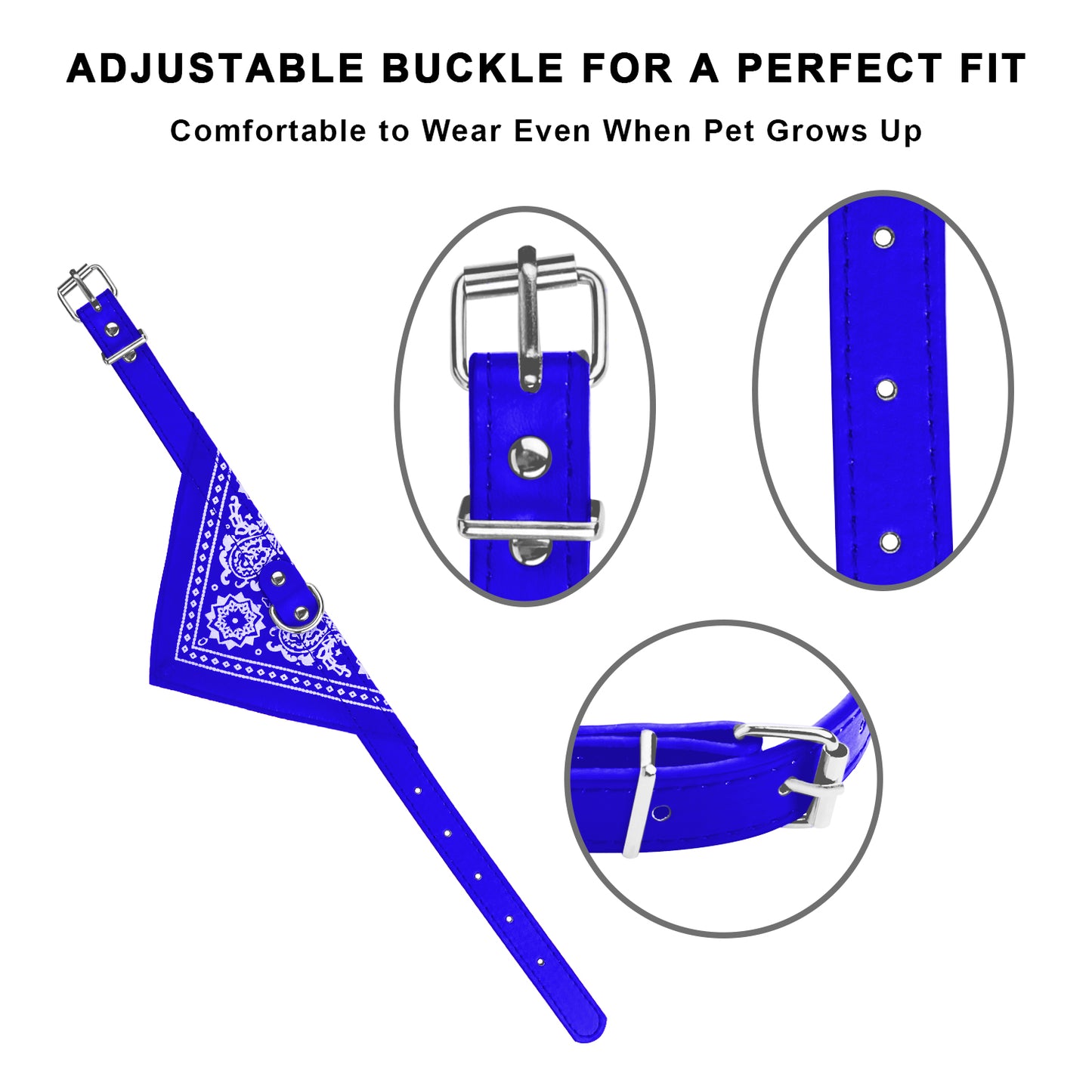 Adjustable Bandana Leather Pet Collar - Triangle Scarf