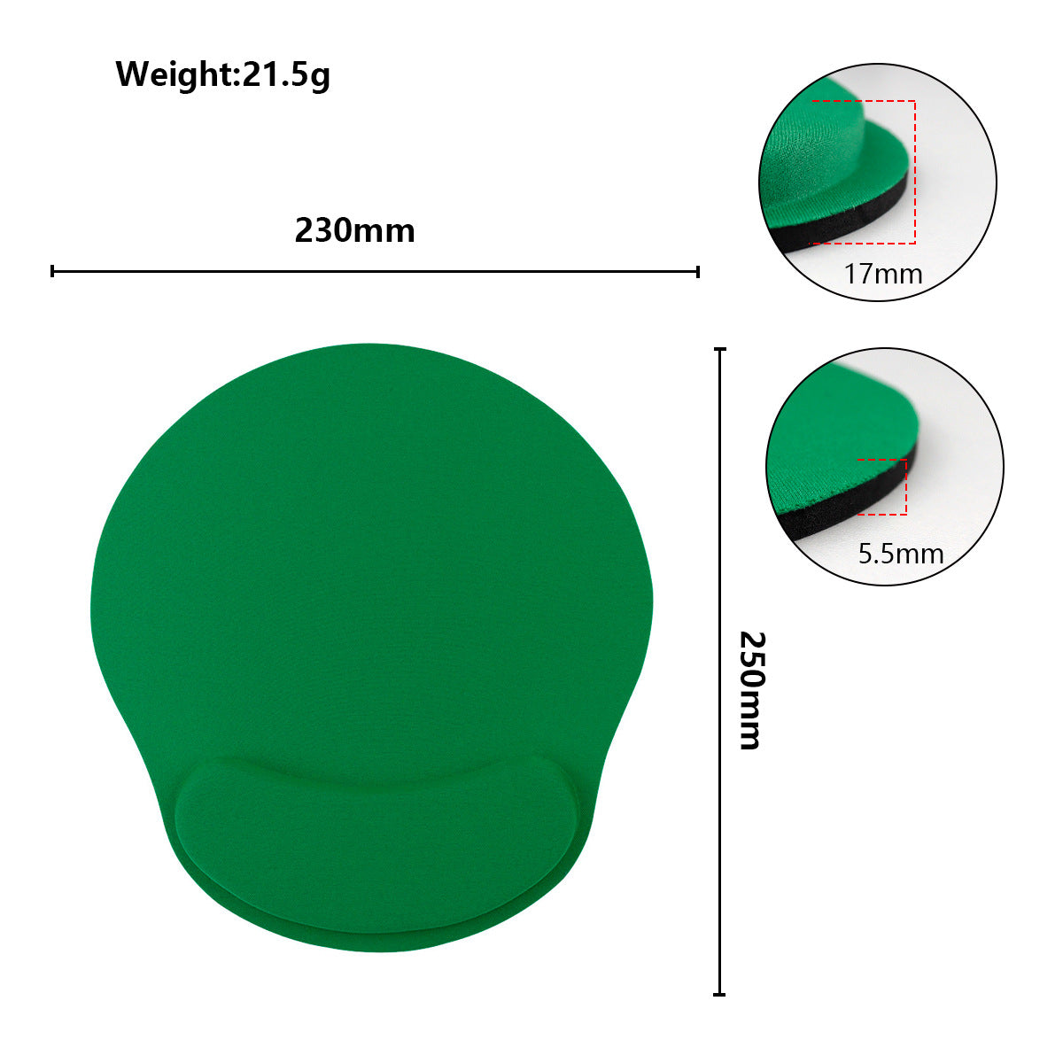 Round Wristband Mouse Pad - Black, Non-Slip Computer Accessory
