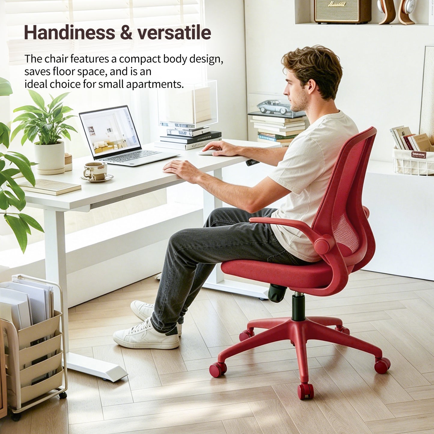 Ergonomic Mesh Office Chair - Comfortable & Fireproof - Red