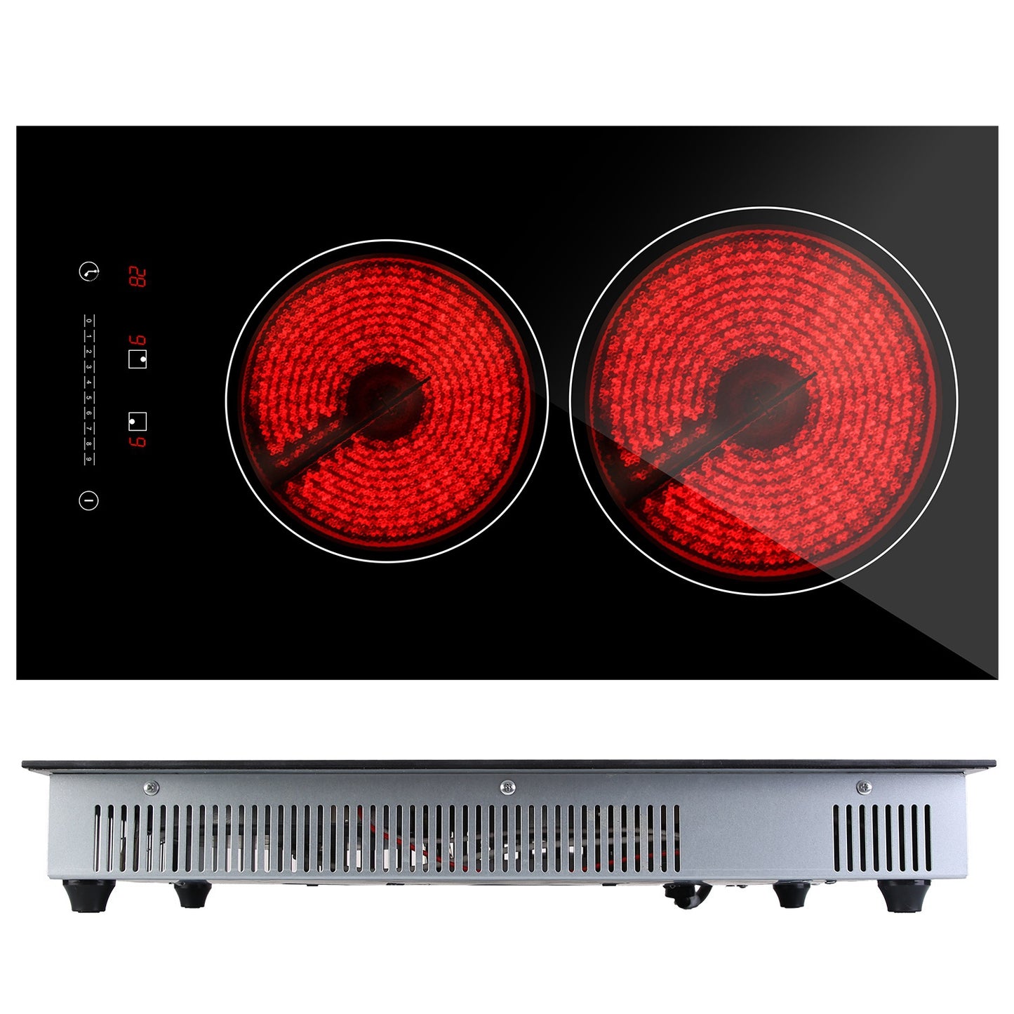 Dual Induction Electric Cooktop 1900W with Timer & Safety Features - Black
