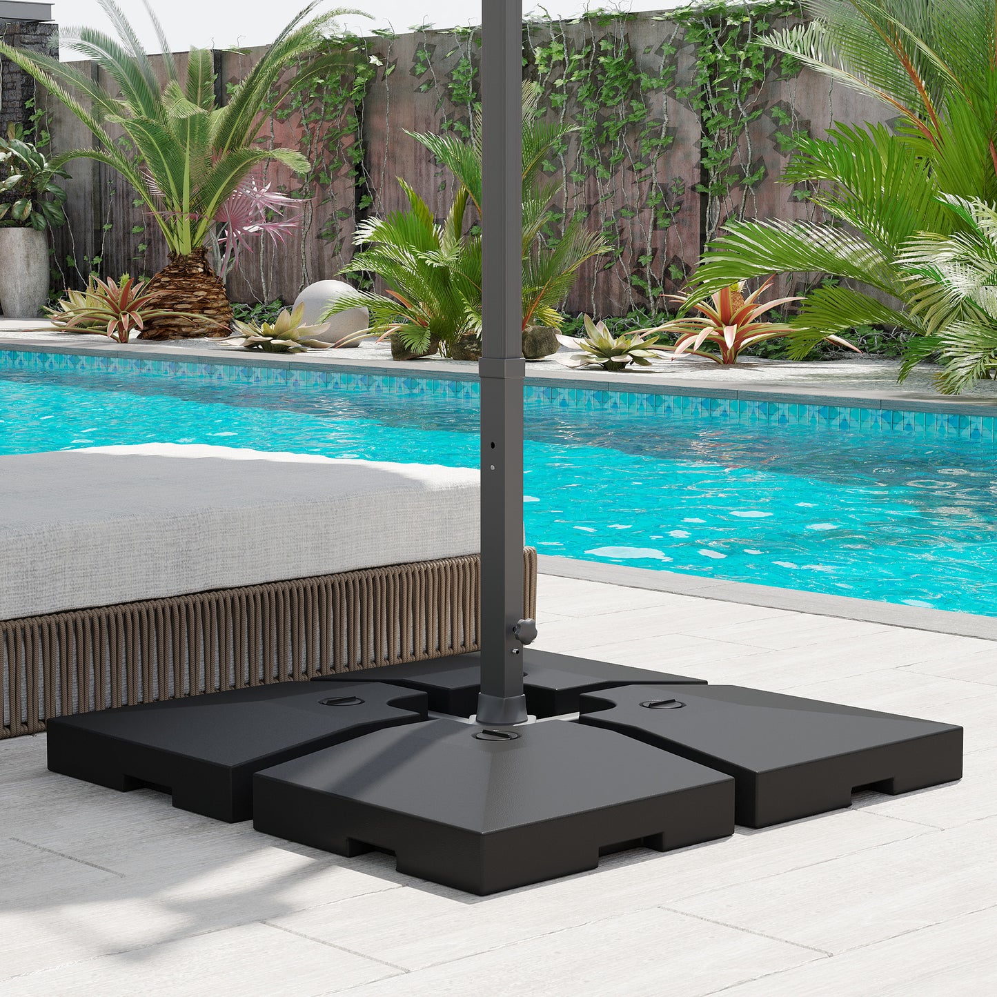 Patio Umbrella Base Weights Set - 4 Pieces, 176 lbs Capacity