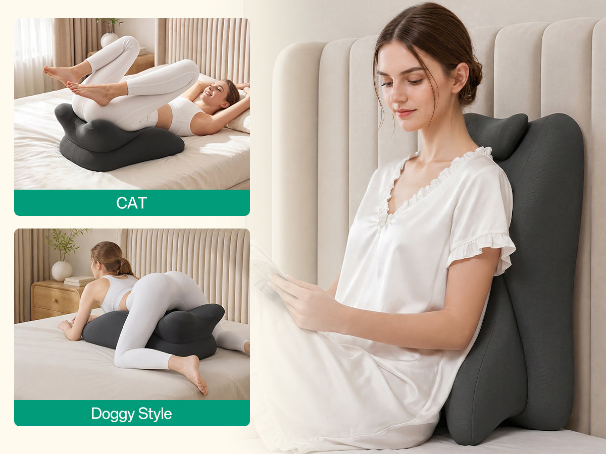 Ergonomic Memory Foam Wedge Pillow for Couples - Dark Grey