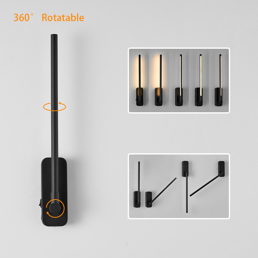 Rechargeable Remote Control Wall Light - 3CCT Dimmable Black Art Sconce