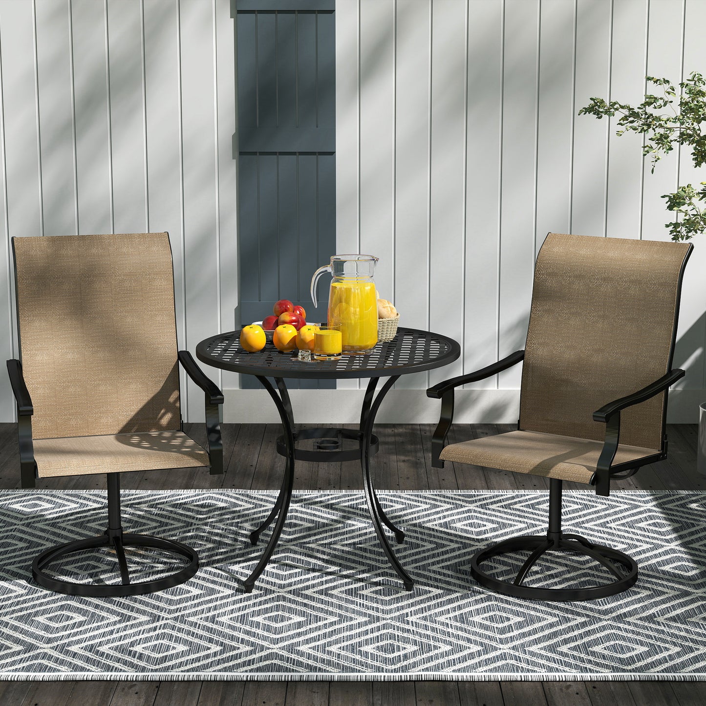Outdoor Swivel Chairs Set of 2 - High Back Mesh Dining Chairs