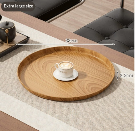 Wood Grain Round Tray Multi-Purpose Dining Plate for Home Use