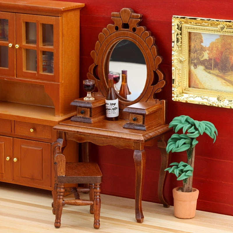 Dressing Table with Stool and Mirror - Mini Furniture for Bedroom