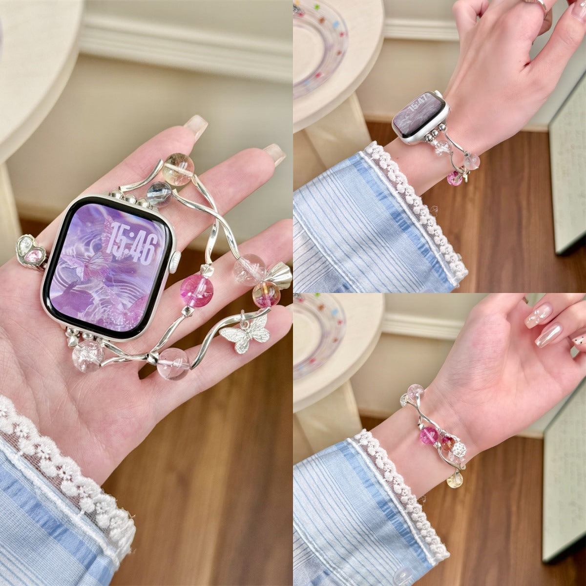 Beaded Elastic Watch Strap for Apple S10, Huawei, Xiaomi & More - Multiple Variants