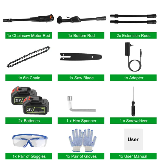 Cordless Pole Saw 7.4FT Extendable Electric Chainsaw for Pruning & Trimming