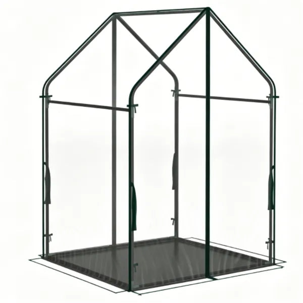 Portable Mini Greenhouse 36x36x60 Inches with PE Bottom Mat, Wind-Resistant Metal Frame