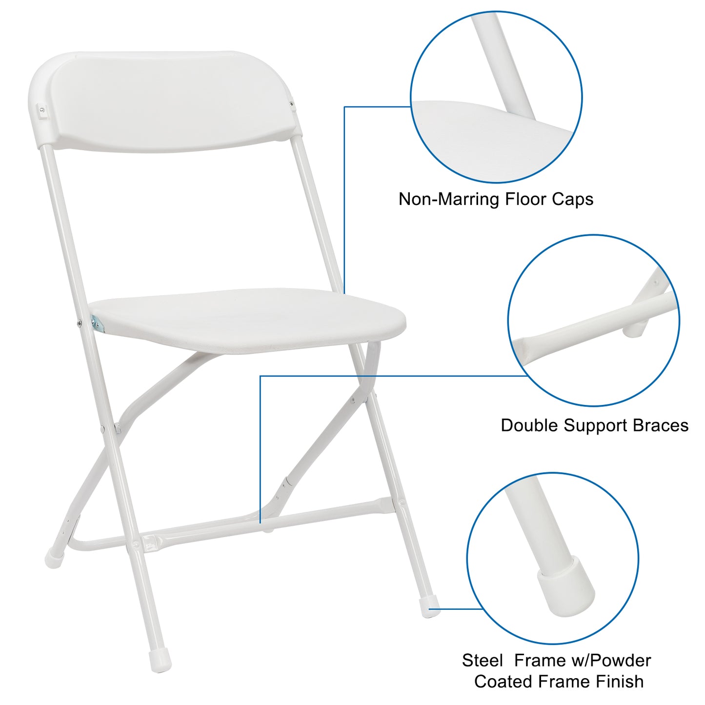 Lightweight Folding Chairs - 6 Pcs, 350LBS Capacity, Easy Storage