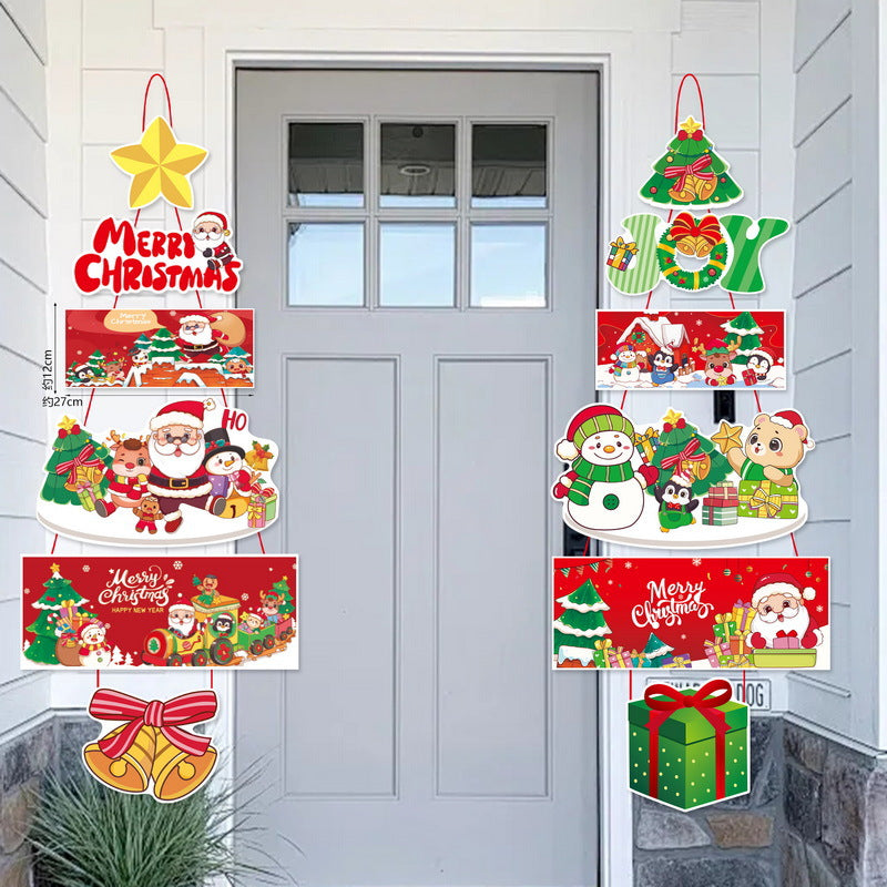 Christmas Scene Door Curtain Decor Cartoon Holiday Festive Hanging Ornament