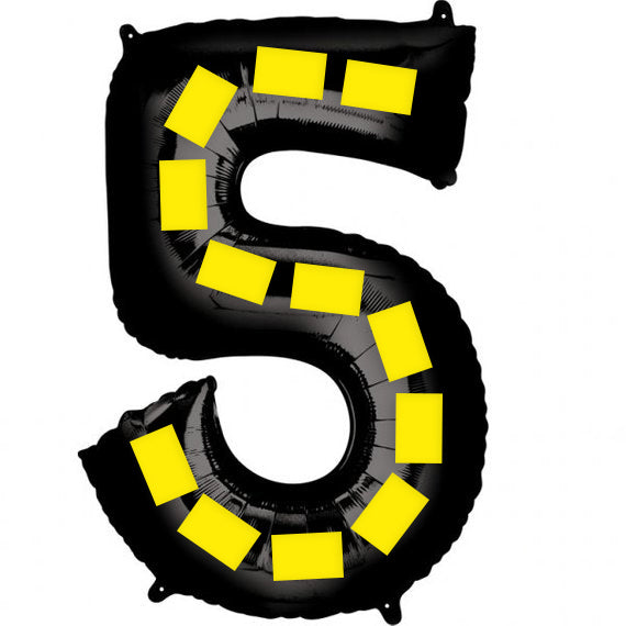 Oversized Number Balloon Set 40 Inch Black Yellow Dotted Party Decor