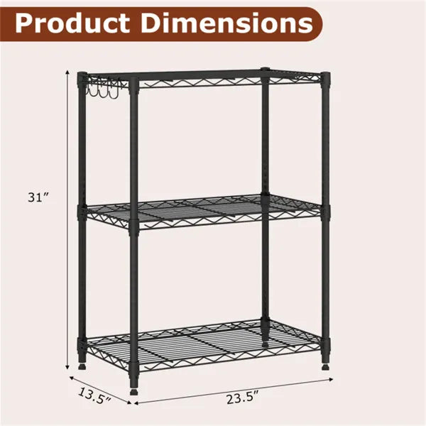 3-Tier Industrial Bookshelf With Anti-Falling Guardrails, 33 LBS Per
