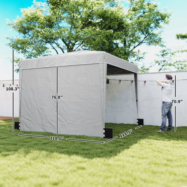 10x10 Pop-Up Party Tent with Sidewalls - Light Gray