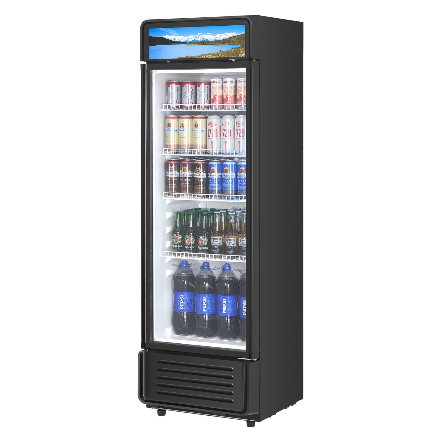 9.7 Cu.Ft Glass Door Beverage Refrigerator - Commercial Merchandiser, Black
