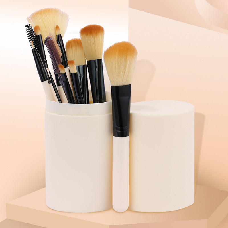 12-Piece Cosmetic Brush Set with Makeup Tools and Bag - Multiple Colors
