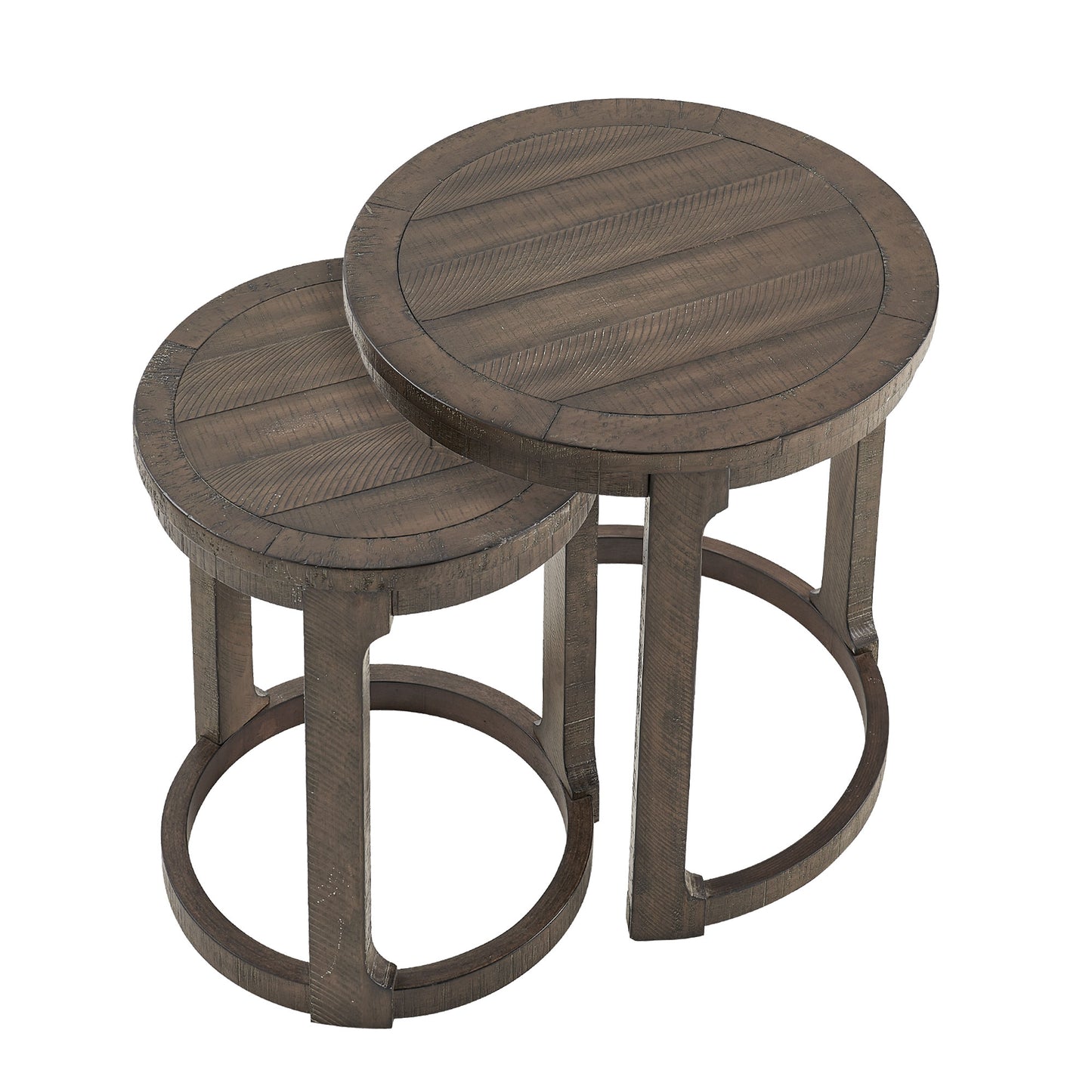 24-Inch 2-Piece Curved Round Coffee Table Set - Dark Brown