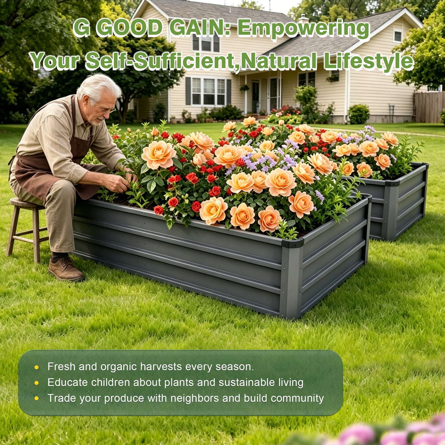 6x3x1ft 2pcs Large Garden Bed Kit, Grey Galvanized Metal Outdoor