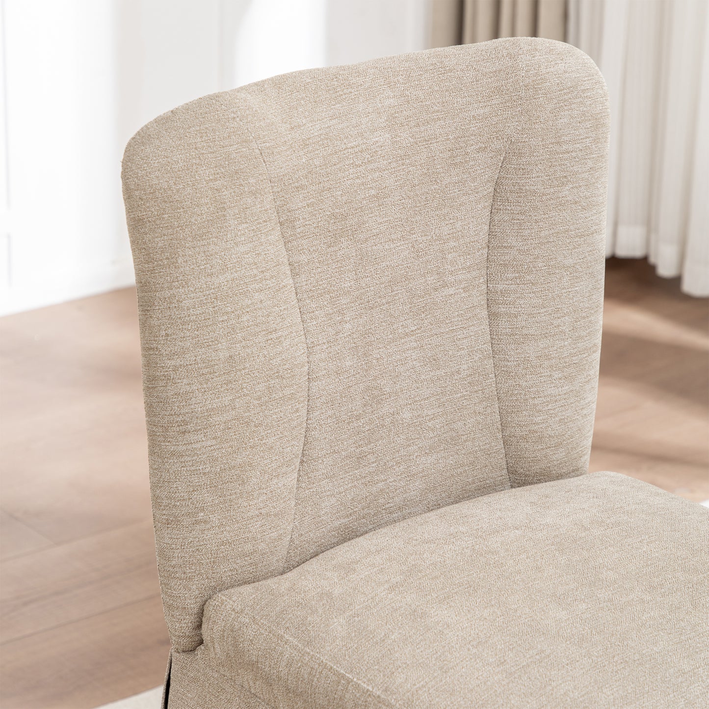 Modern Linen Dining Chairs with Padded Seat - Set of 2 (Brown)