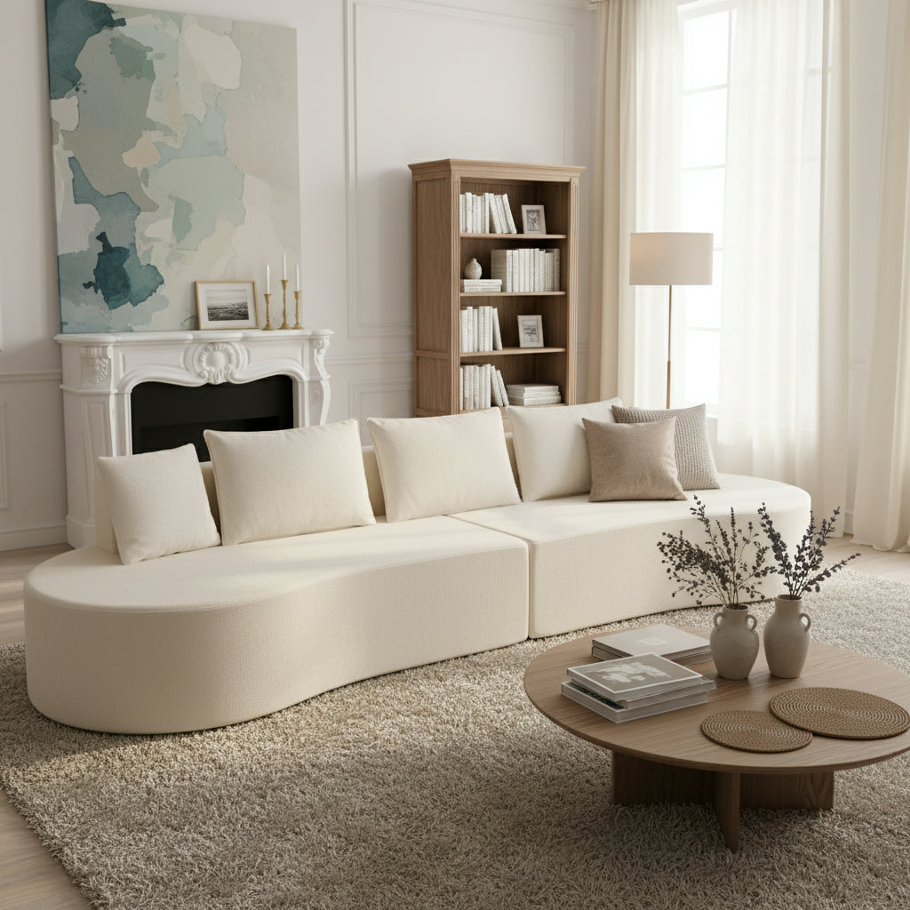 138.6 Modern Curved Modular Sectional Sofa With High-Density Fully