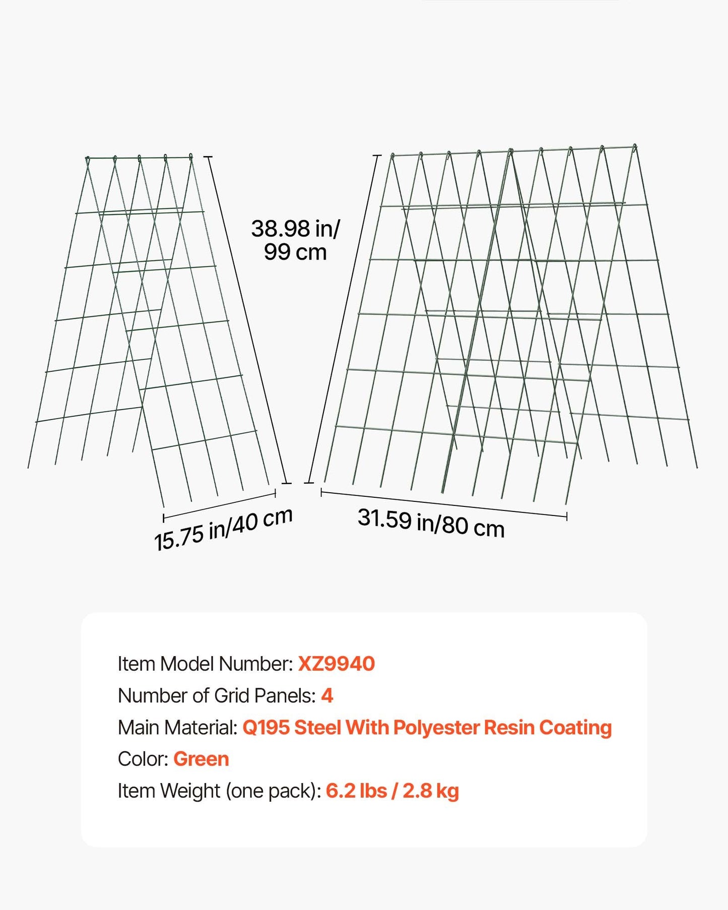Garden Trellis 4 Pack - Rustproof Metal A-Frame Supports for Climbing Plants