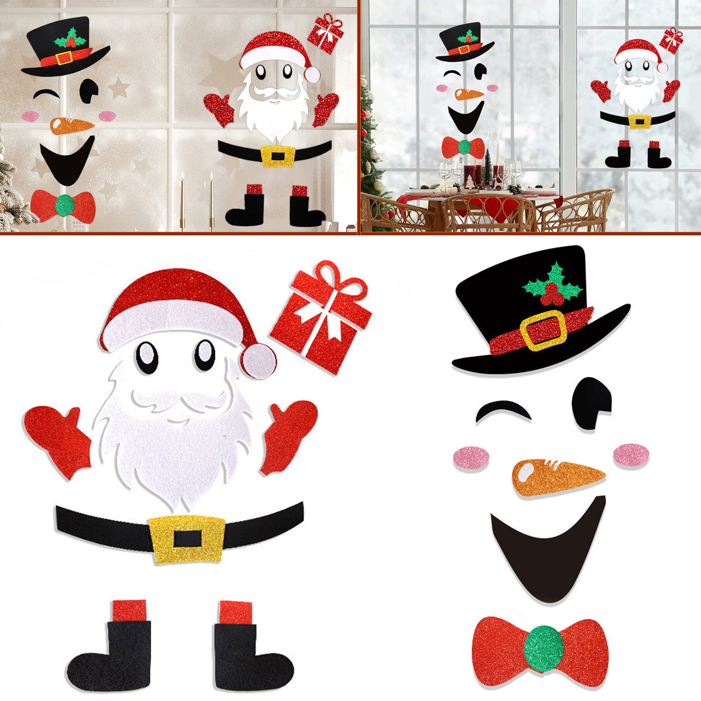 Christmas Door Stickers - Santa Claus & Snowman, 2 Packs