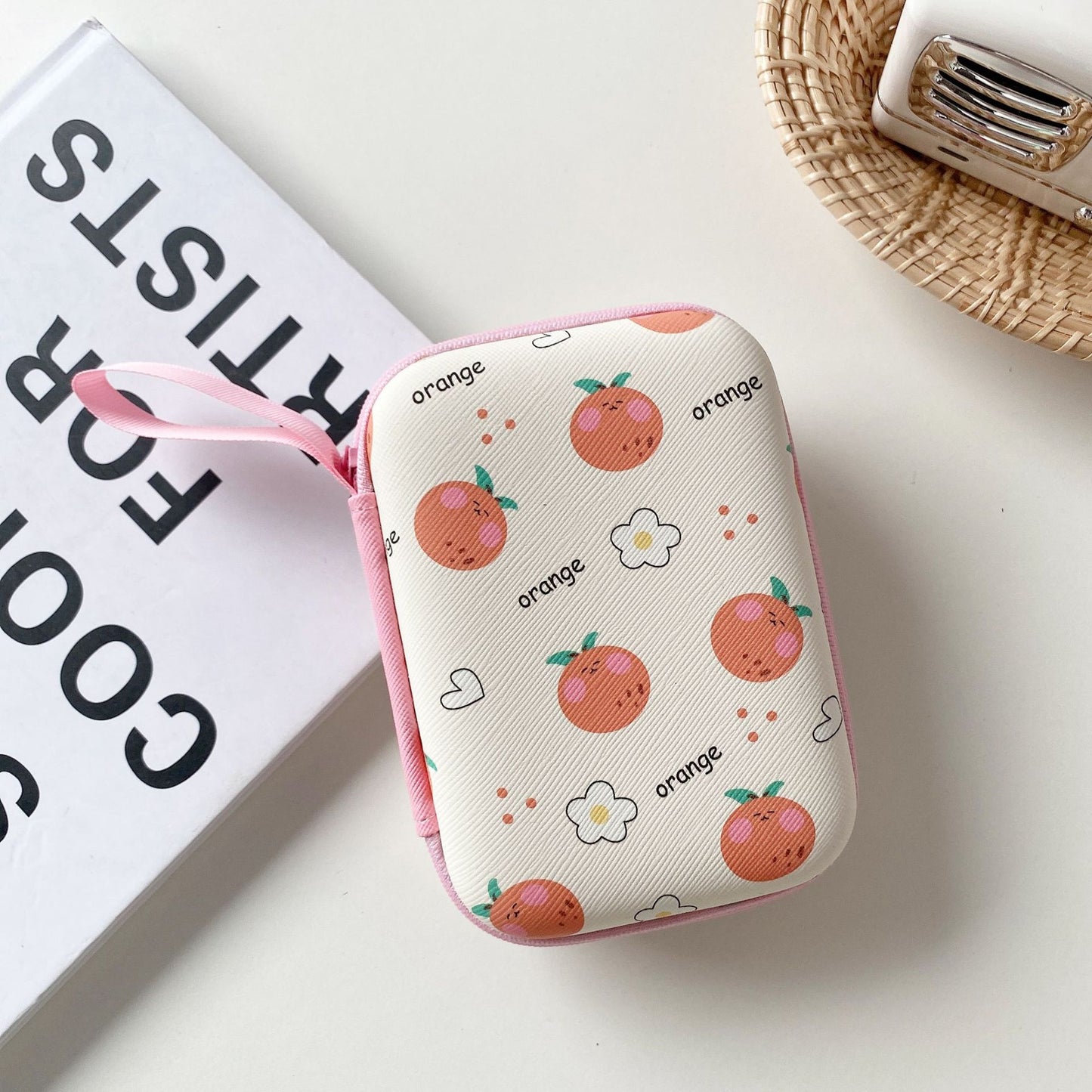 Large Cartoon Fruit Rectangle Earphone Organizer Bag - Unisex Storage Pouch