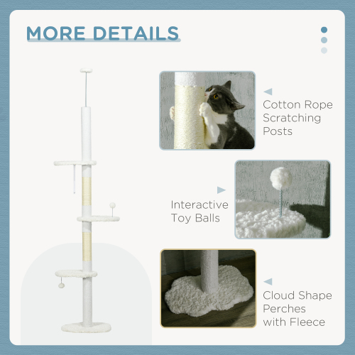 Adjustable Floor-to-Ceiling Cat Tree with Scratching Posts and Cloud Platforms