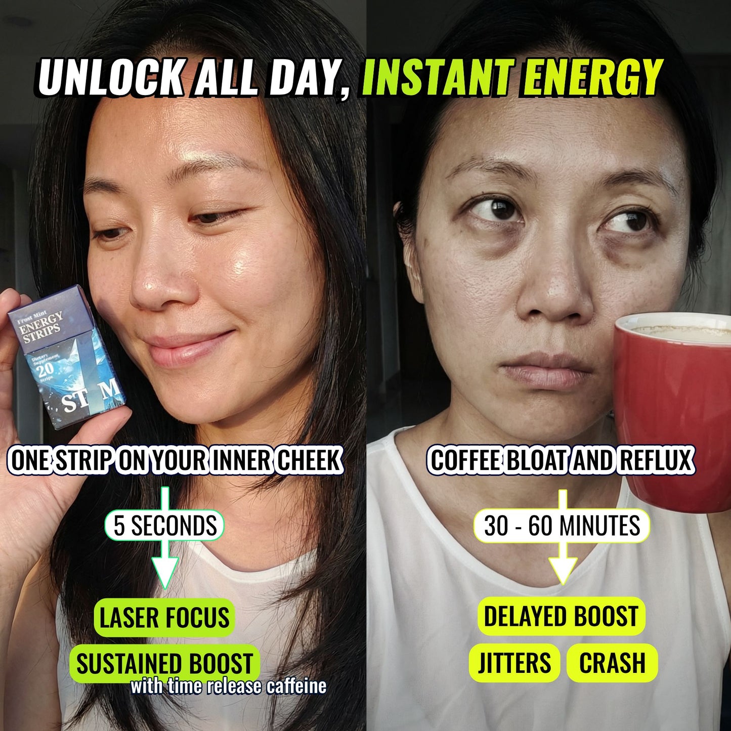 Energy Strips with 50mg Caffeine - Instant Absorption & Jitter-Free Focus